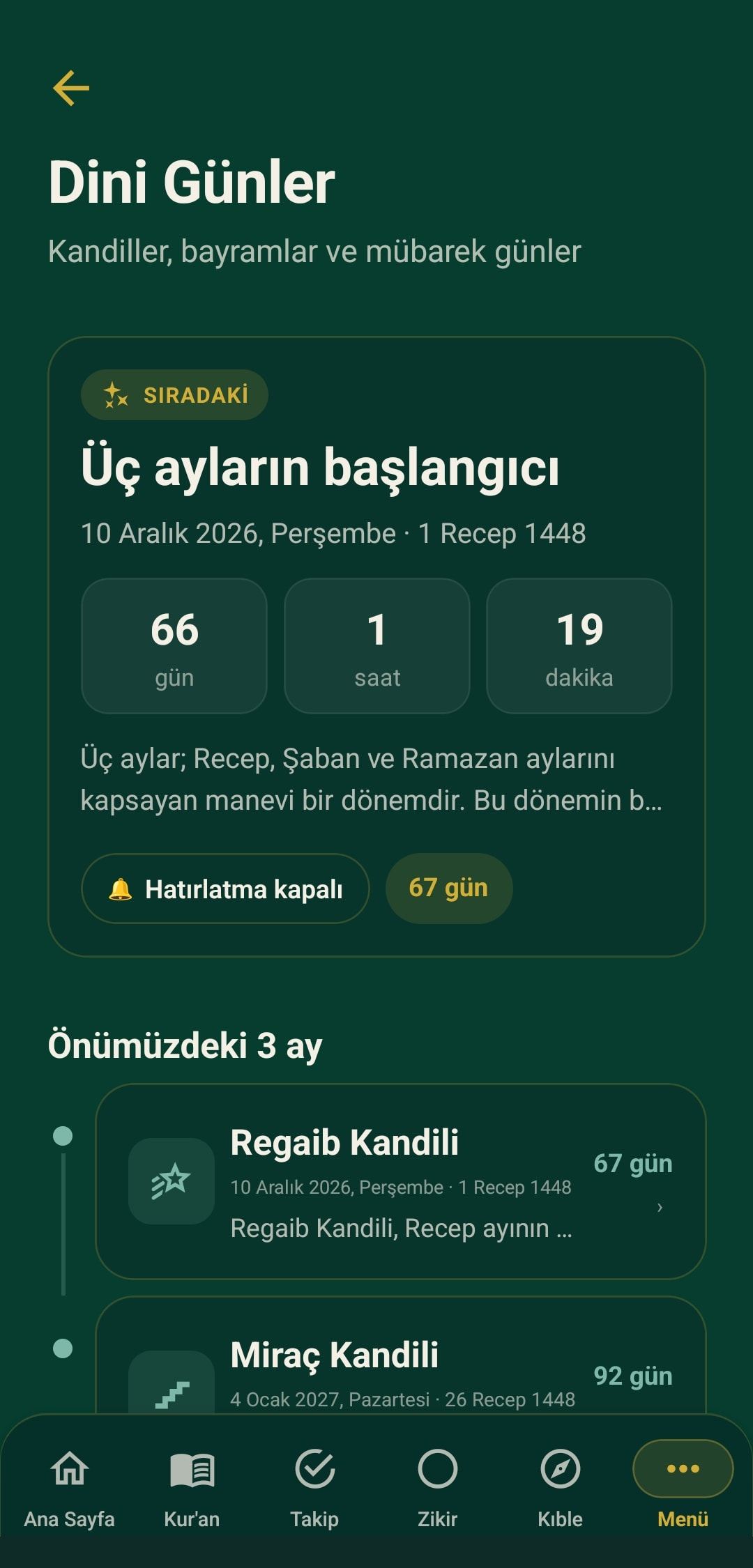 Dini günler: üç ayların başlangıcına geri sayım, Regaib ve Miraç kandilleri
